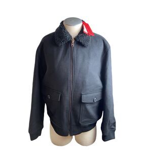 Hugo Boss Sherpa Collar Jacket L Black Mens Bavi2341 Diselstrassie Wool Blend